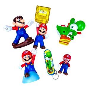 Mario Bros Yoshi Figure Toy Lot of 6 Various McDonalds Jacks Nintendo Cake Toppe